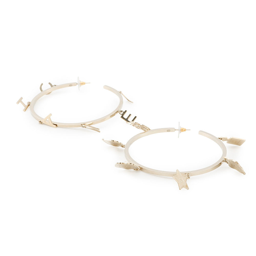 CHANEL Logo Icon motif hoop earrings Metal