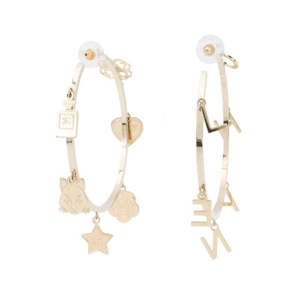 CHANEL Logo Icon motif hoop earrings Metal