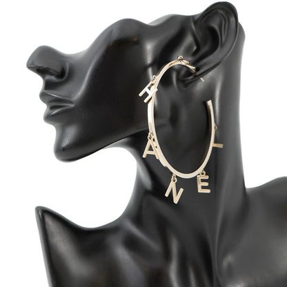 CHANEL Logo Icon motif hoop earrings Metal
