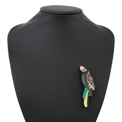 CHANEL Parrot CC Logo Brooch Black/Multicolor Plastic Metal Rhinestone