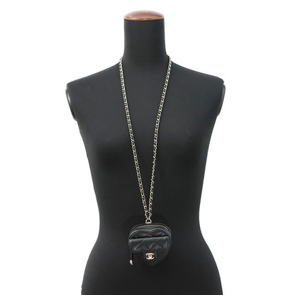 CHANEL Matelasse Heart ChainCoin purse BlackAP2783 Lambskin