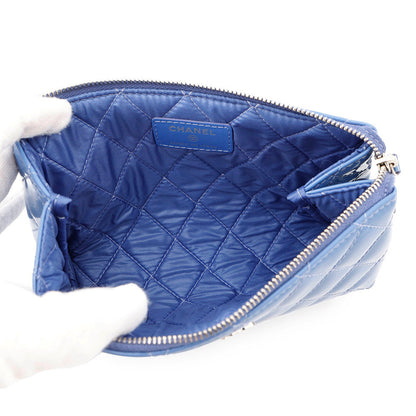 CHANEL Matelasse Pouch Light Blue Patent Leather