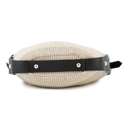 BALENCIAGA one belt Beige/Black410224 Raffia Leather