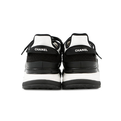 CHANEL CC Logo Sneakers Black/WhiteG46010 Fabric Leather Suede Size 43