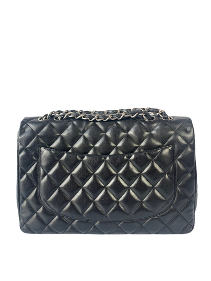 Chanel Classic Flap Jumbo Large Black Lambskin Leather with Silver hardware