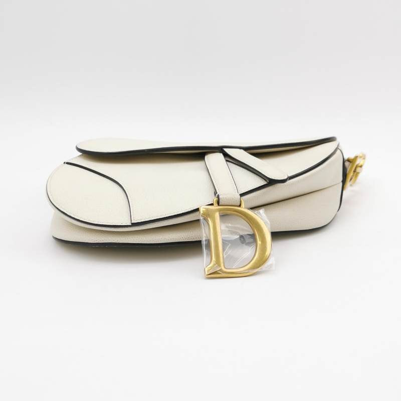 Dior Saddle Medium White 2019 Grained Leather Handbag