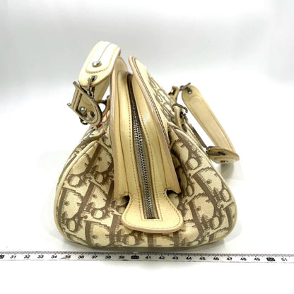 Dior Vintage Embroidered Diorissimo Bowler Bag Top White Monogram