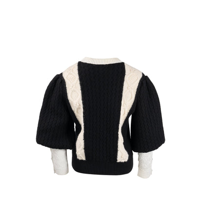 Chanel Size 38 CC Logo Sweater Wool/Cashmere/Cotton White/Black SHW