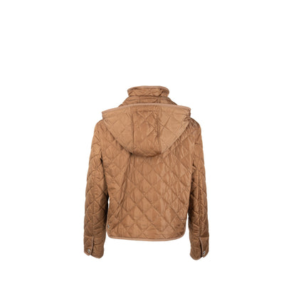 Burberry Size M Quilted Hooded Shell Jacket Polyamide Caramel