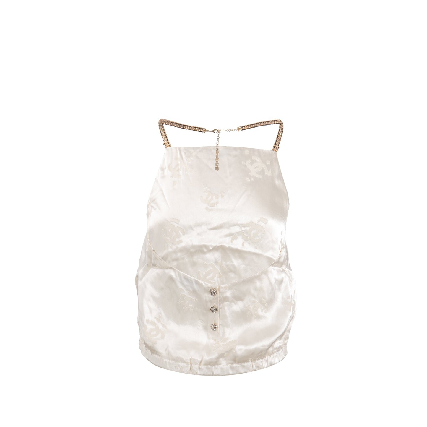 Chanel size 34 CC logo top Viscose / Silk white