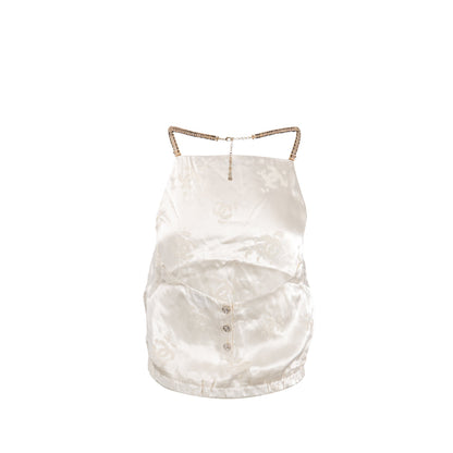 Chanel size 34 CC logo top Viscose / Silk white
