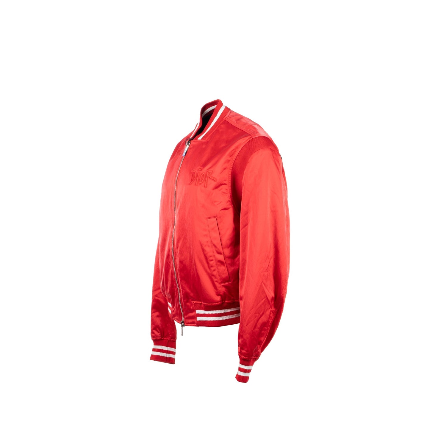 DIor Size 50 Shawn Stussy Limited Edition Zipped Bomber Jacket Polyamide Red