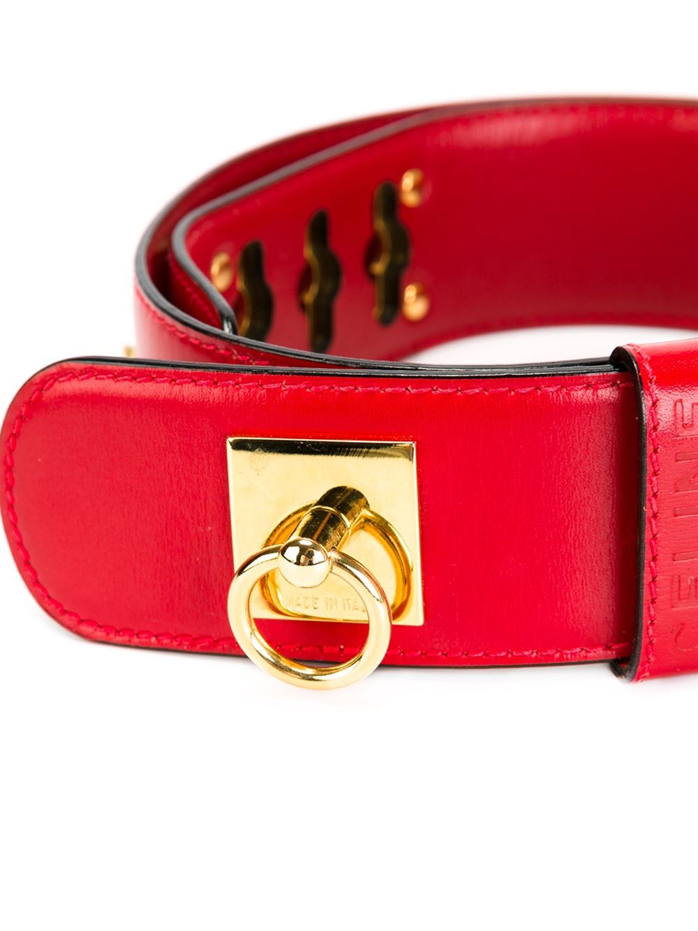 Luxury CELINE Vintage Red Leather Belt