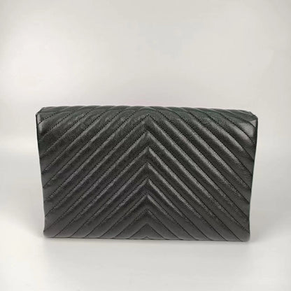 Chanel Chevron Rock The Corner Studded Edge Clutch with Chain