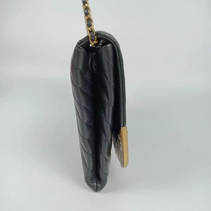 Chanel Chevron Rock The Corner Studded Edge Clutch with Chain