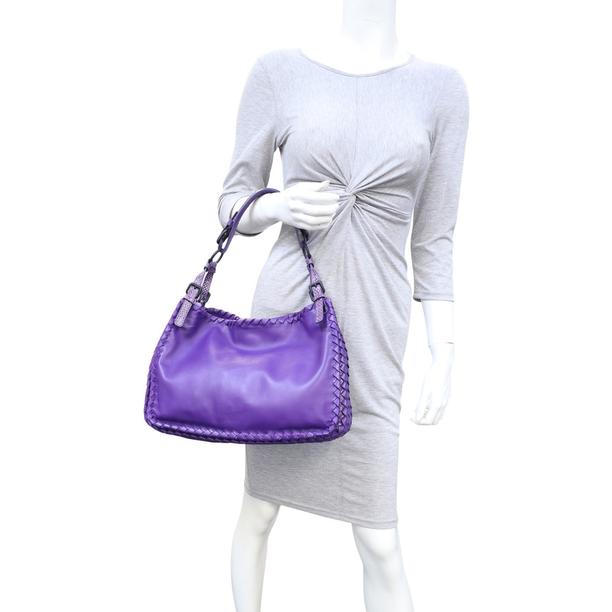 Bottega Veneta Nappa Ayers Python Trim Shoulder Bag