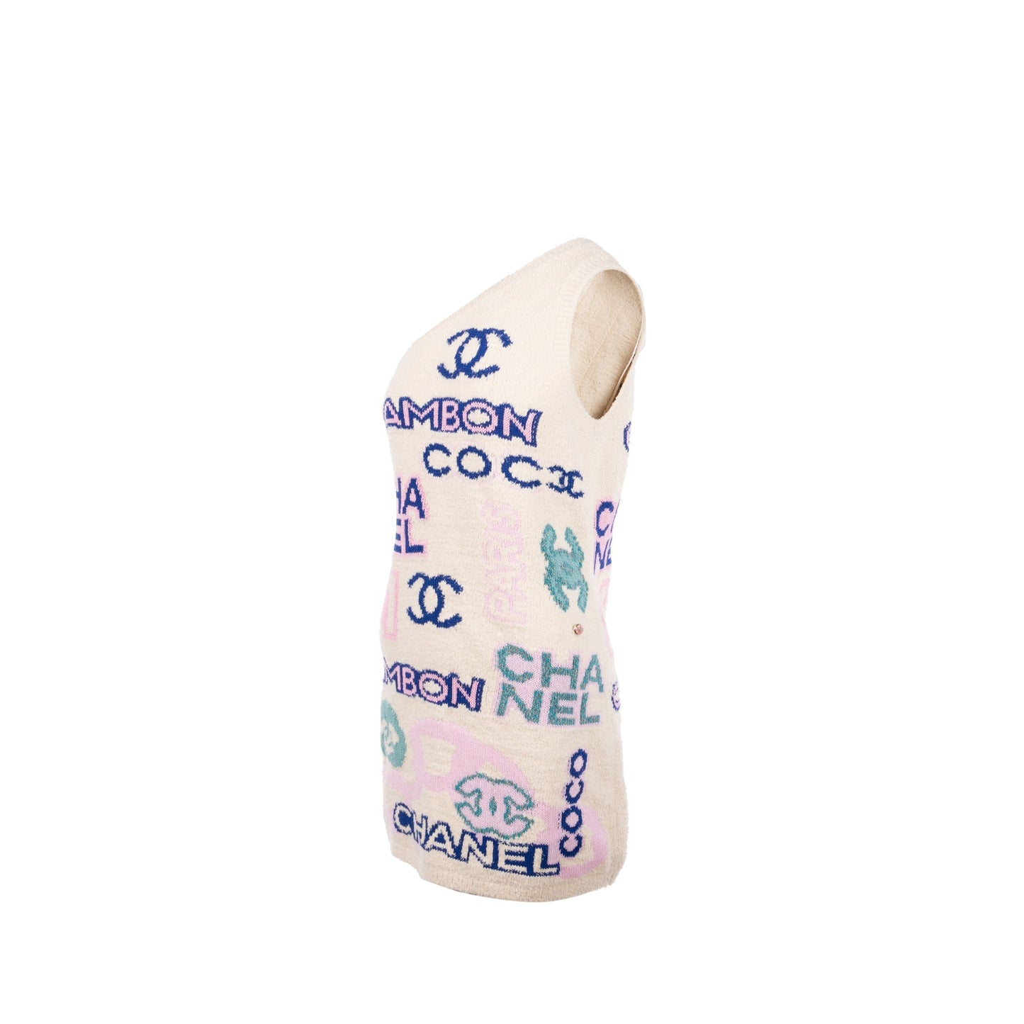 Chanel Size 36 23P Logo Dress Cotton/Polyamide Ecru/Pink/Blue/Green