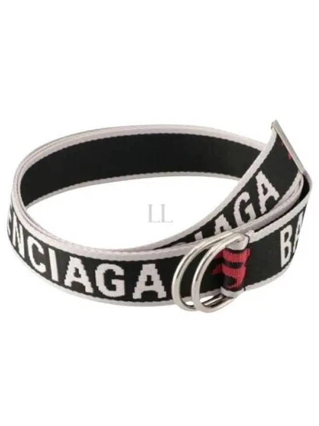Luxury Balenciaga Trending 2025 D Ring Embroidered Logo Fabric Belt Black