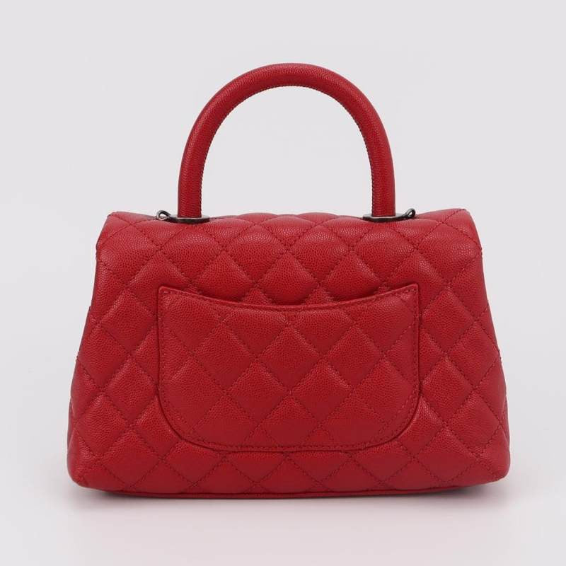 Chanel Coco Handle Small Red Caviar Leather Silver Hardware, 2016-2017