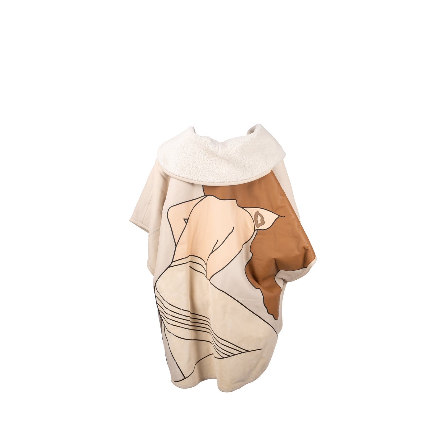 FENDI Size Rainbow Tortora Coat Dyed Lamb Fur Beige/Multicolour
