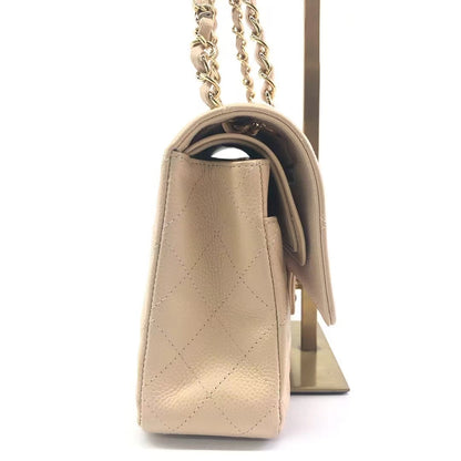 Chanel Timeless Classic Flap 2011 Medium Beige Caviar Leather Gold HW