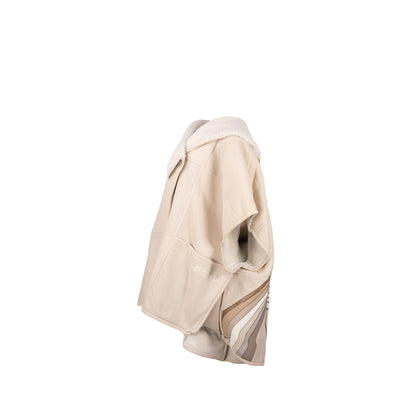 FENDI Size Rainbow Tortora Coat Dyed Lamb Fur Beige/Multicolour
