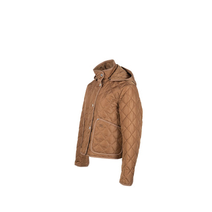 Burberry Size M Quilted Hooded Shell Jacket Polyamide Caramel