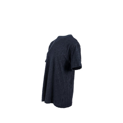 Dior Size Oblique Relaxed-Fit T-Shirt Cotton Jacquard Navy Blue Terry