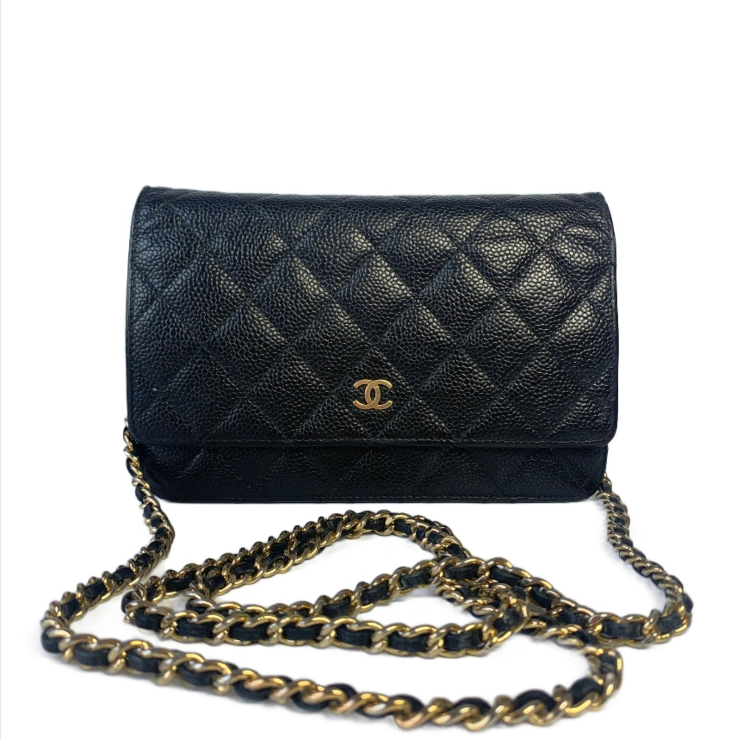 Chanel Wallet on Chain WOC Black Caviar Leather with Gold hardware