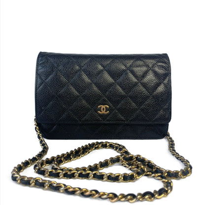 Chanel Wallet on Chain WOC Black Caviar Leather with Gold hardware