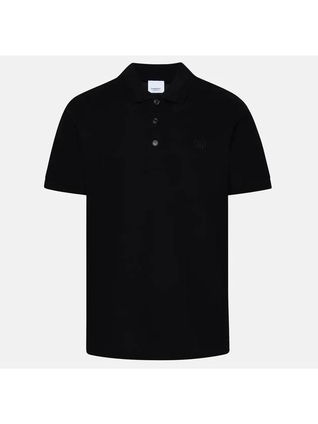 Luxury Burberry Men's Eddie Embroidered Logo Polo Shirt Black