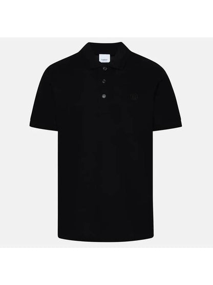 Luxury Burberry Men's Eddie Embroidered Logo Polo Shirt Black