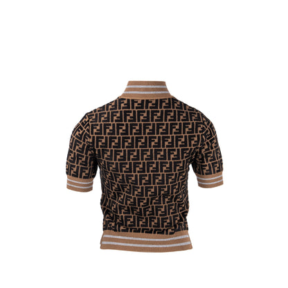 Fendi Size 38 Knit Top Viscose/Polyester Brown/Black