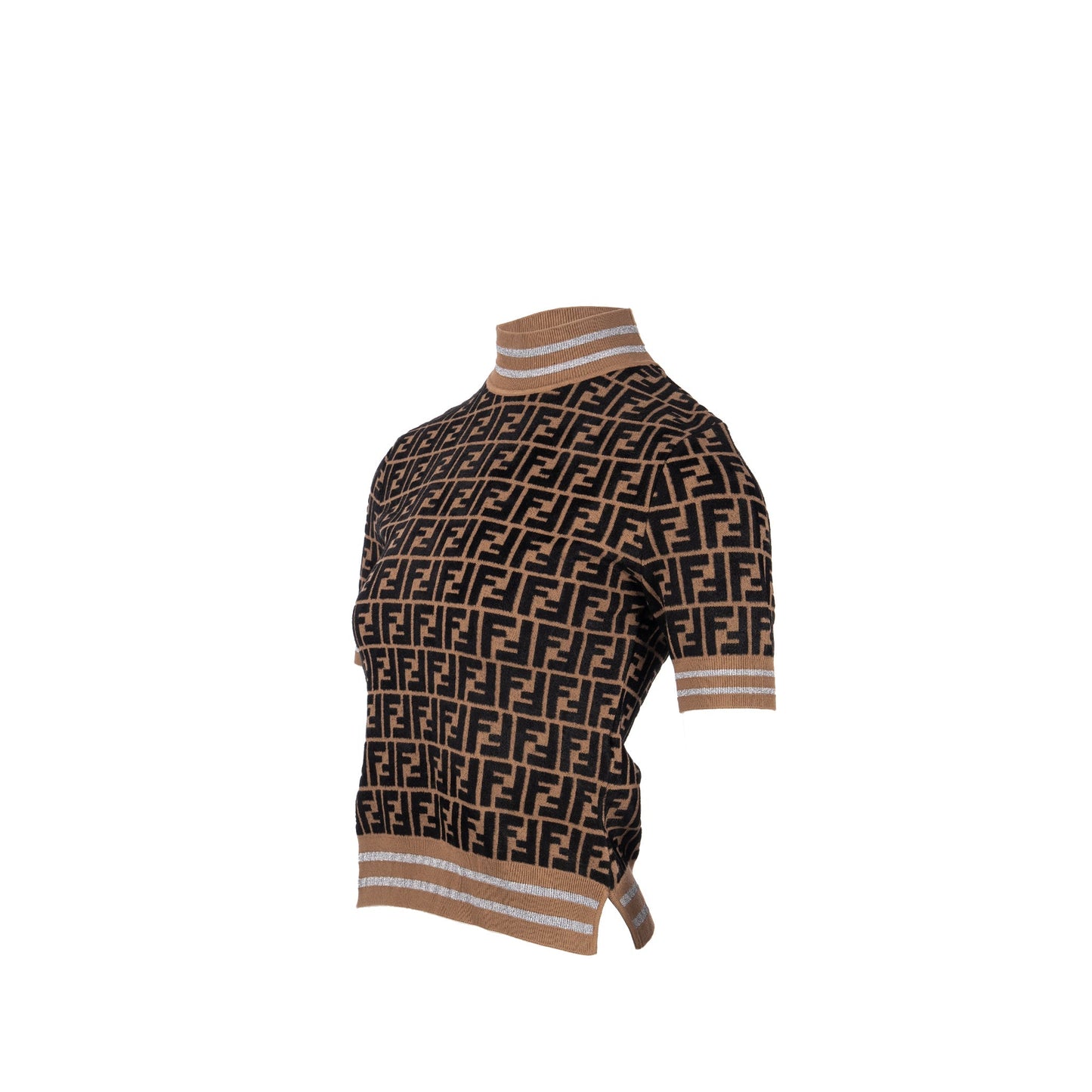 Fendi Size 38 Knit Top Viscose/Polyester Brown/Black