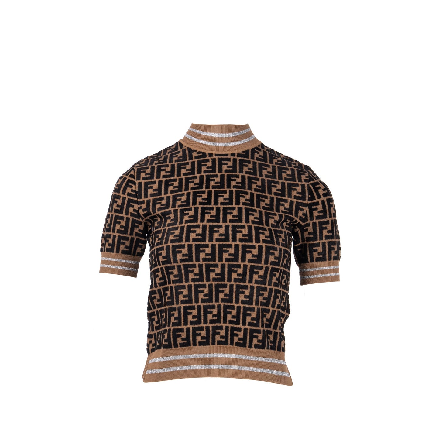 Fendi Size 38 Knit Top Viscose/Polyester Brown/Black