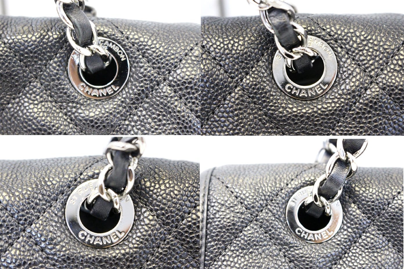 CHANEL Vintage Flap Caviar Leather Shoulder Bag Black