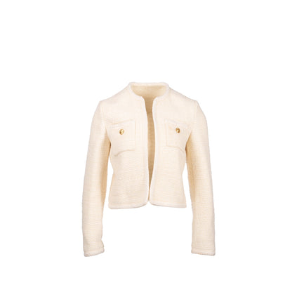 Celine Size 34 Tweed Jacket Wool/Cotton White