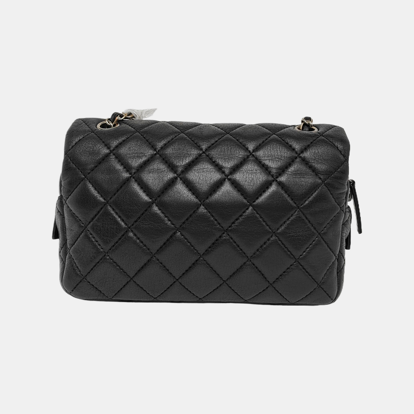 Chanel Medium Black Calfskin Leather Flap and Zipper Bag Silver Hardware, 2015