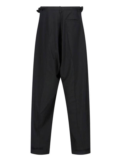 Luxury Balenciaga Trending 2025 Waist Buckle Strap Straight Pants Black