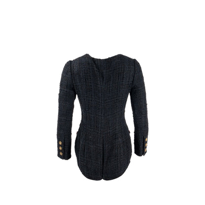 Chanel 21A Size 34 Jumpsuit Jacket Tweed Black/Burgundy/Gold