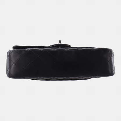 Chanel Timeless Classic Flap Medium Black Lambskin Leather Silver Hardware, 2008-2009