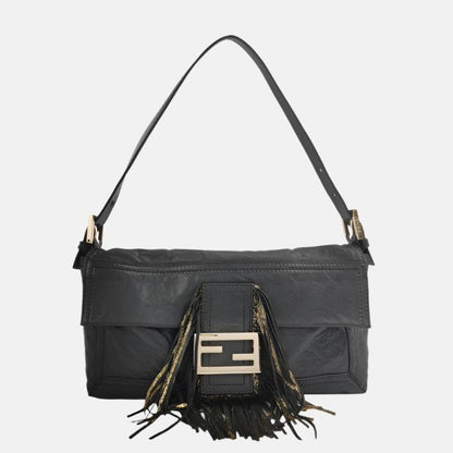 Fendi Baguette Leather with Wild Fringes Shoulder Bag