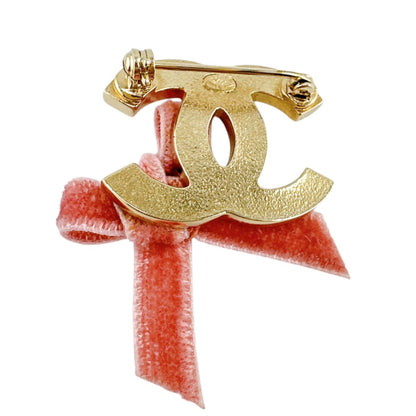 CHANEL Brooch others pink Brooch ribbon COCO Mark Women