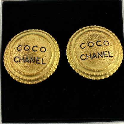 CHANEL Earring metal gold vintage Circle