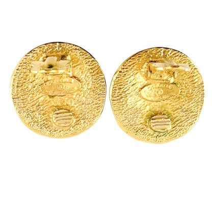 CHANEL Earring Gold Plated gold vintage Circle logo Cambon Women