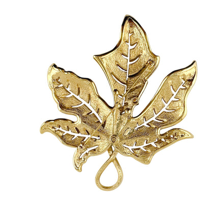 Christian Dior Brooch metal gold rotating pin type Leaf motif Light stone unisex(Unisex)