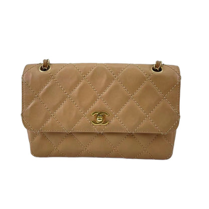Chanel Wild Stitch Flap Beige Leather with Stitching Detail