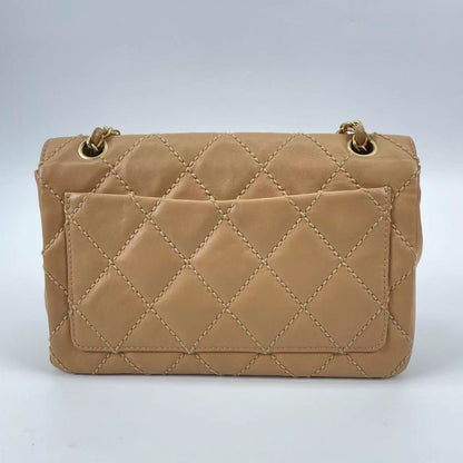 Chanel Wild Stitch Flap Beige Leather with Stitching Detail