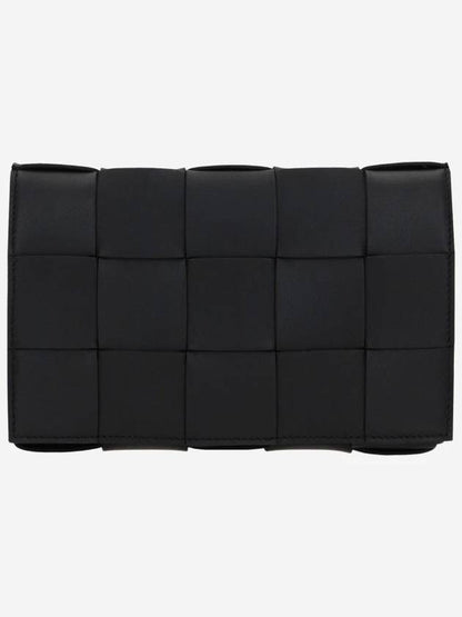 Luxury Bottega Veneta Intrecciato Cassette Cross Bag Black