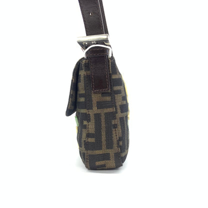 Fendi Baguette Zucca Monogram with Shell Floral Embroidery